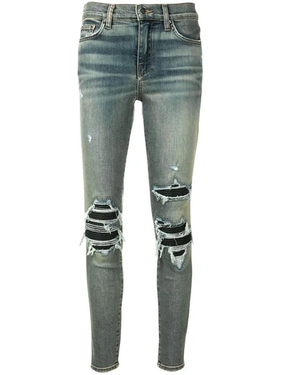 Shop Amiri Ripped Detailed Jeans In Blue