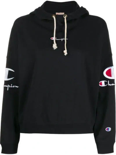 Shop Champion Logo Sleeve Hoodie In Nbk Black