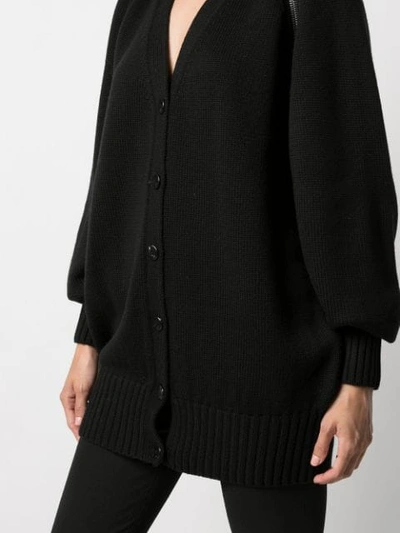 Shop Alexander Wang V-neck Split Shoulder Cardigan In Black