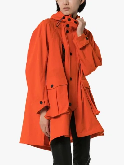 Shop Angel Chen Embroidered Hooded Parka Coat In Orange