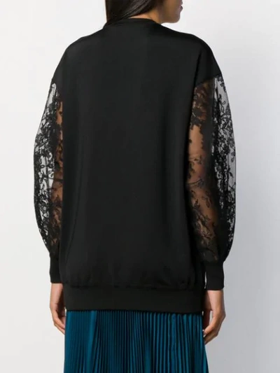 Shop Givenchy Lace Sleeve Sweater In Black