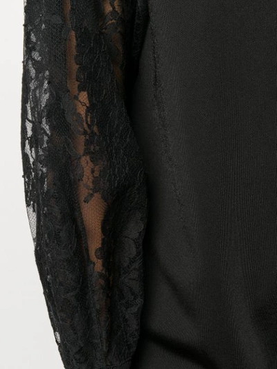 Shop Givenchy Lace Sleeve Sweater In Black
