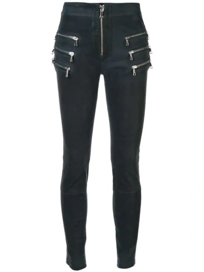 Shop Ben Taverniti Unravel Project Skinny Textured Trousers In Blue