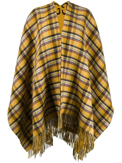Shop Gucci Reversible Poncho In Yellow
