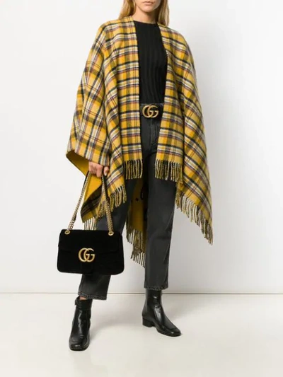 Shop Gucci Reversible Poncho In Yellow