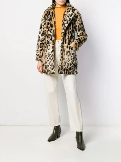 Shop Apparis Faux-fur Leopard Coat In Neutrals