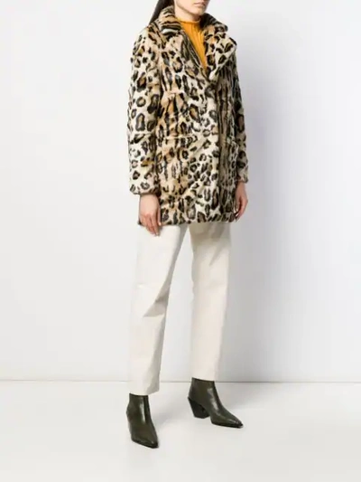 Shop Apparis Faux-fur Leopard Coat In Neutrals