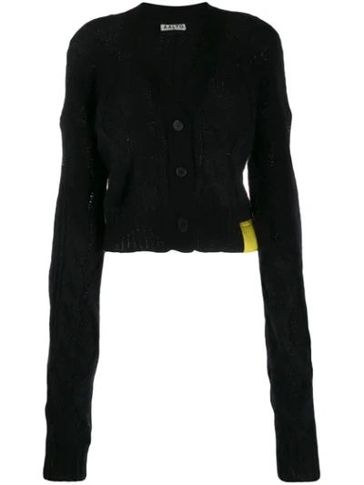 Shop Aalto Cropped Cable-knit Cardigan In Black