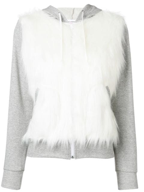 faux fur hoodie grey