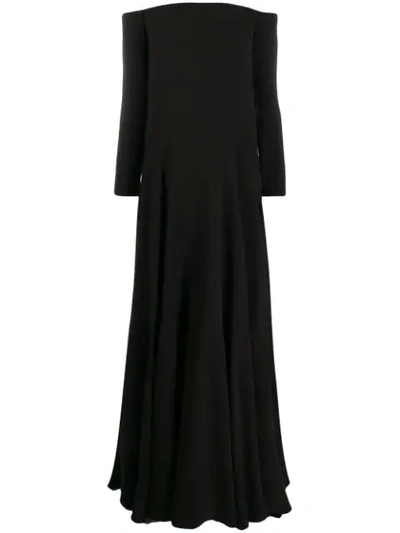 Shop Valentino Off-shoulders Long Dress In Black