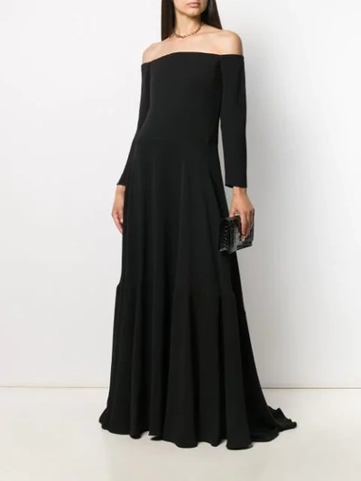 Shop Valentino Off-shoulders Long Dress In Black