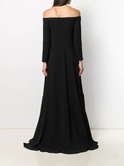 Shop Valentino Off-shoulders Long Dress In Black