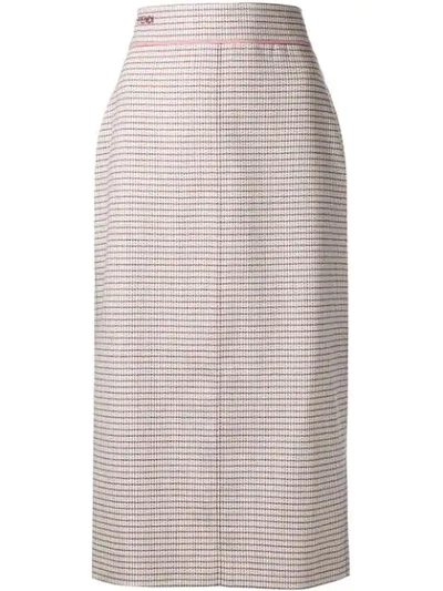 Shop Fendi High Waisted Midi Skirt In Neutrals