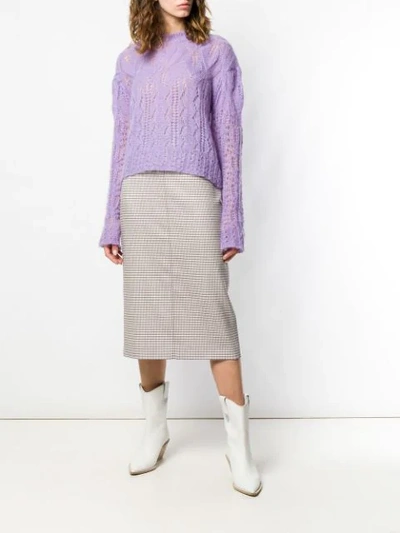 Shop Fendi High Waisted Midi Skirt In Neutrals