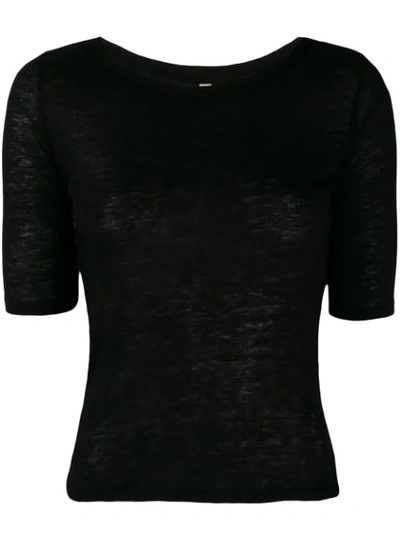 Shop Bellerose Seas Linen T-shirt In Black