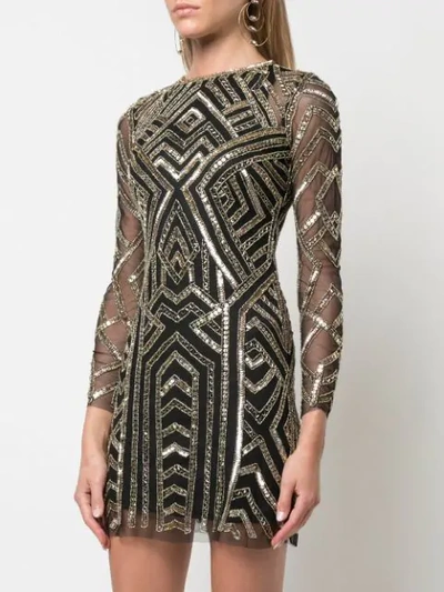 AIDAN MATTOX GEOMETRIC SEQUINED MINI DRESS - 黑色