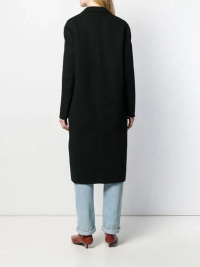 Shop Alexander Wang Exposed Zip Midi Coat In Black