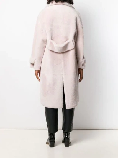 Shop Blancha Shearling Midi Coat In Pink