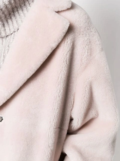 Shop Blancha Shearling Midi Coat In Pink