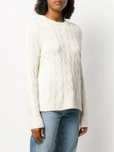 Shop Polo Ralph Lauren Cable-knit Sweatshirt In Neutrals