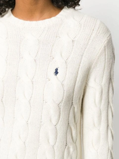 Shop Polo Ralph Lauren Cable-knit Sweatshirt In Neutrals