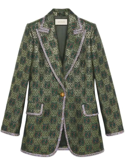 Shop Gucci Gg Art Deco Floral Jacket - Green