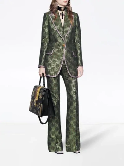 Shop Gucci Gg Art Deco Floral Jacket - Green