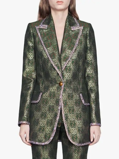 Shop Gucci Gg Art Deco Floral Jacket - Green