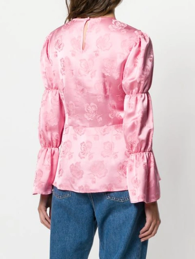 Shop Alexa Chung Textured Floral Ruched Long Sleeve Blouse - Pink