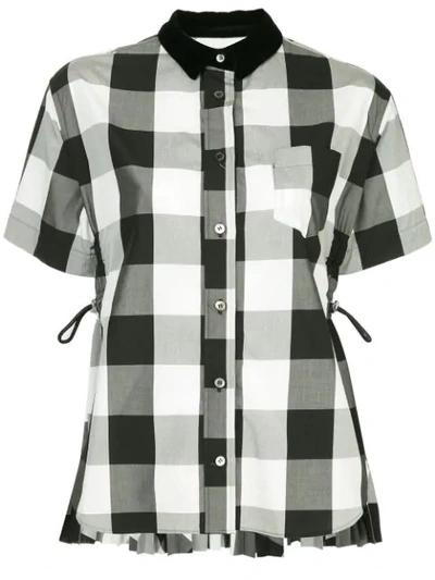 Shop Sacai Checked Button Shirt - Black