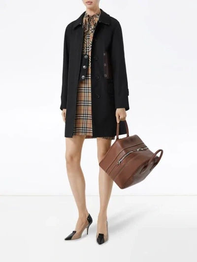 Shop Burberry Patch Detail Coat In Black