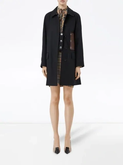 Shop Burberry Patch Detail Coat In Black