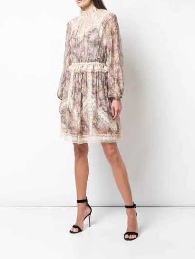 Shop Zimmermann Floral Print Dress In Purple