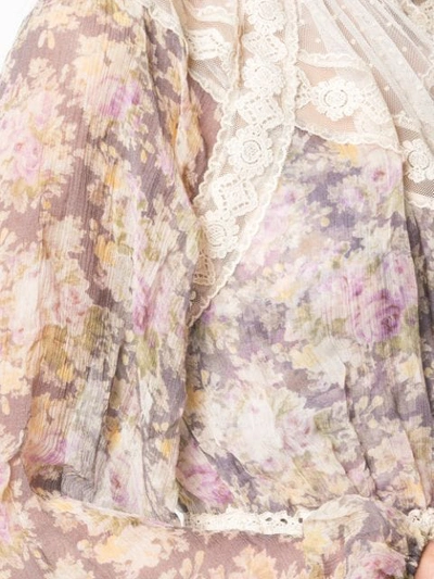 Shop Zimmermann Floral Print Dress In Purple