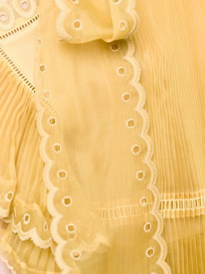 CHLOÉ 透明百褶扇贝形罩衫 - 黄色