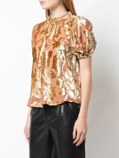 Shop Ulla Johnson Cuffed Sleeve Floral T-shirt In Rosegold