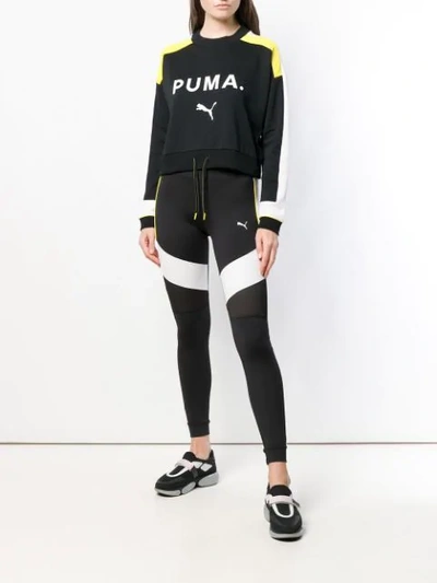 Shop Puma Drawstring Logo Sweatshirt In Black