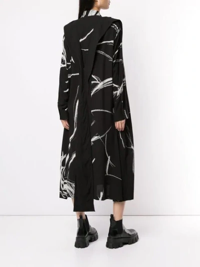 Shop Yohji Yamamoto Abstract Print Shirt Dress In Black