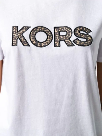 Shop Michael Michael Kors Cheetah Print Logo T-shirt In White