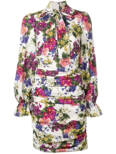 Shop Dolce & Gabbana Floral Short Dress In Pink