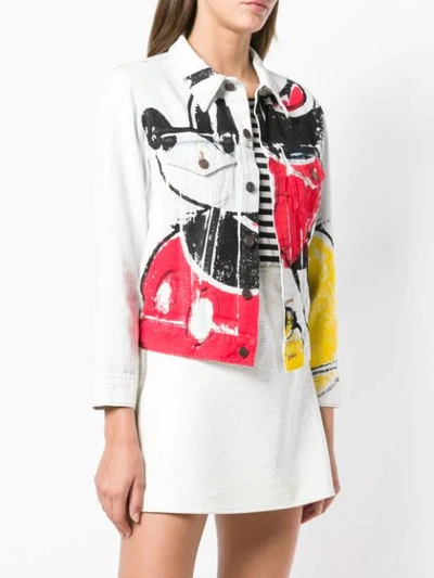 Marc Jacobs Mickey-print Button-down Denim Jacket In White