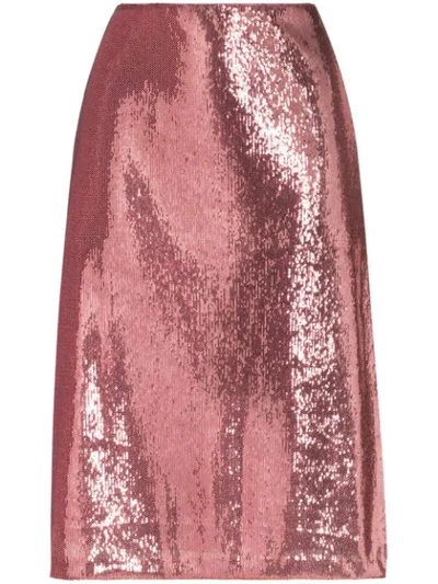 Shop Hvn Wiona Sequin-embellished Skirt In Pink
