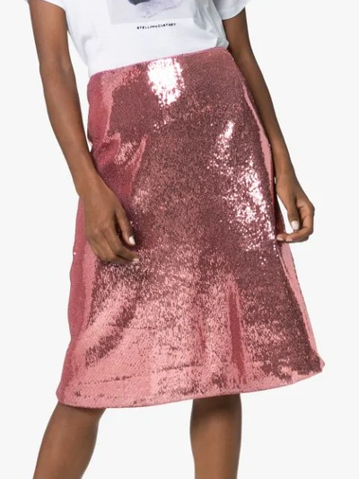 Shop Hvn Wiona Sequin-embellished Skirt In Pink