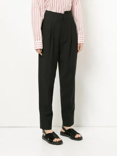 Shop Bassike Pleat High Waisted Tailored Trousers - Black