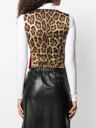 Shop Dolce & Gabbana Leopard Panel Velvet Waistcoat In R3484
