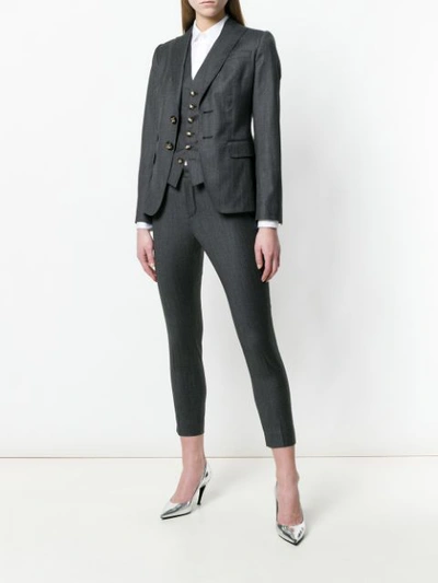 Shop Dsquared2 Pinstriped Three Piece Suit - Grey