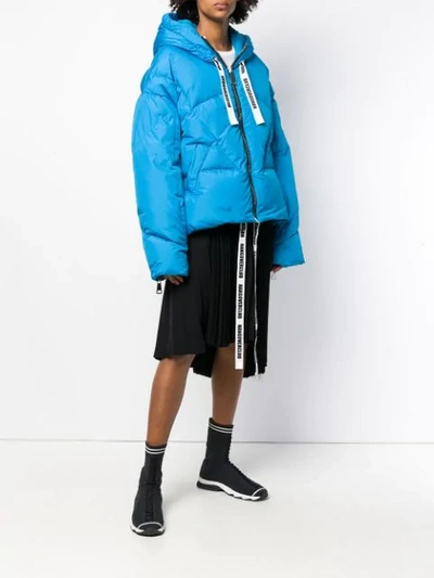 Shop Khrisjoy Hooded Puffer Jacket - Blue