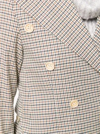 Shop Eudon Choi Checked Pattern Coat In Neutrals