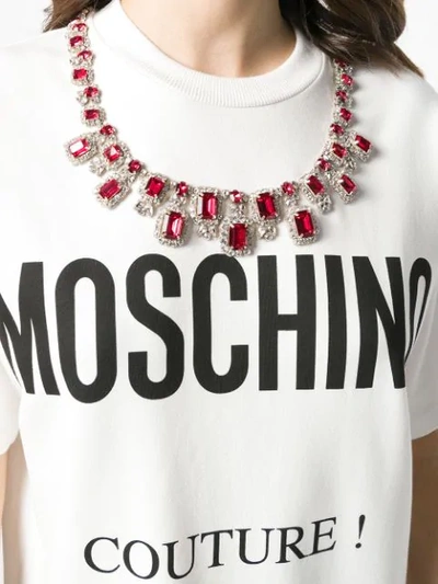 Shop Moschino Printed Logo T-shirt Dress In White