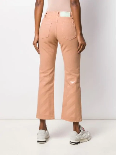 Shop Off-white Cropped Embroidered Jeans In Pink